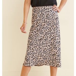SANCTUARY LEOPARD PRINT MIDI LENGTH SKIRT
